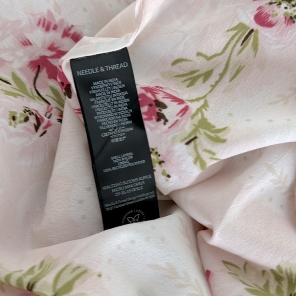 Needle and Thread Waltzing Blooms Mini Dress V Neck Ruffle Floral Dress Size 2 - Picture 9 of 9